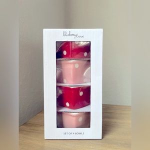 BLUEBERRY COVE POLKA DOT HEART BOWLS SET of 4